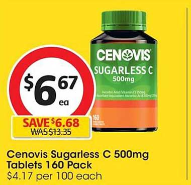Cenovis Sugarless C 500mg Tablets Offer at Coles - 1Catalogue.com.au