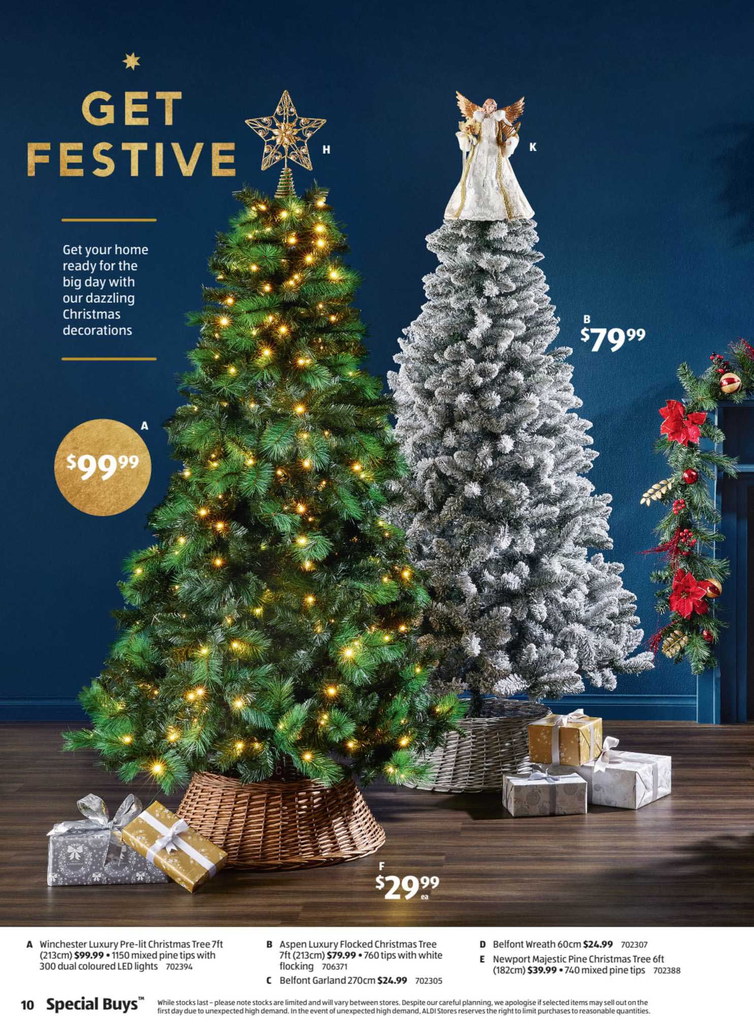 Winchester Luxury Pre-Lit Christmas Tree 7ft (213cm), Aspen Luxury ...
