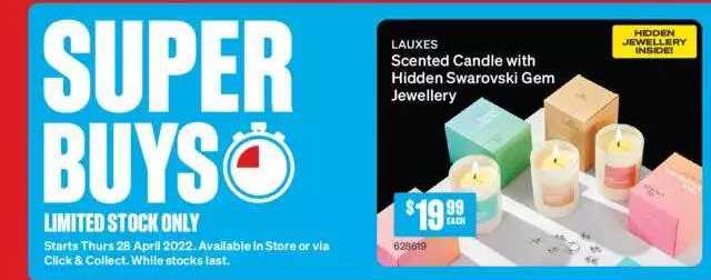 Supercheap Auto Lauxes Scented Candle With Hidden Swarovski Gem Jewellery