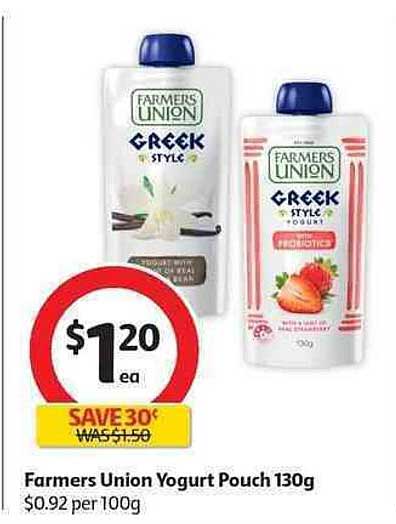 Farmers Union Yogurt Pouch 130g Offer at Coles