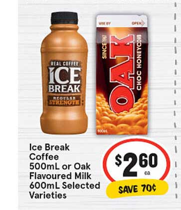 IGA Ice Break Coffee Or Oak Flavoured Milk