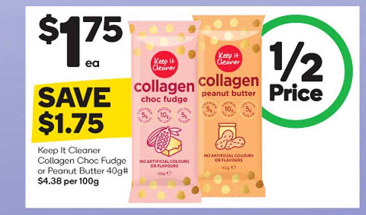 Woolworths Keep It Cleaner Collagen Choc Fudge Or Peanut Butter