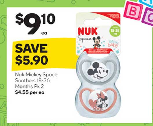 Woolworths Nuk Mickey Space Soothers