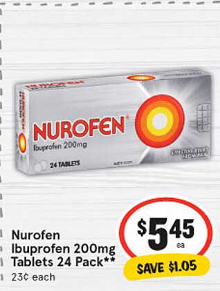 IGA Nurofen Ibuprofen 200mg Tablets 24 Pack