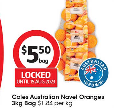 Coles Australian Navel Oranges 3kg Bag Offer at Coles - 1Catalogue.com.au