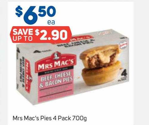 Mrs Mac S Pies 4 Pack 700 G12101 