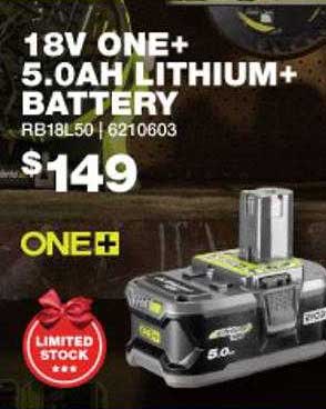 Bunnings Warehouse 18v One+ 5.0ah Lithium+ Battery Rb18l50