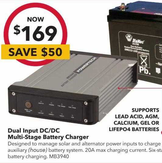 Jaycar Electronics Dual Input Dc Dc Multi-stage Battery Charger