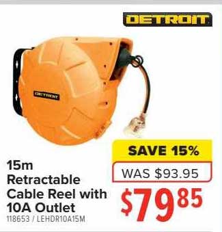 Total Tools Detroit Retractable Cable Reel With 10 Outlet