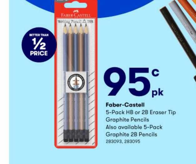 BIG W Faber-castell 5-pack Hb Or 2b Eraser Tip Graphite Pencils