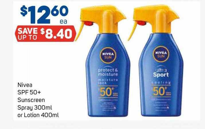 Nivea Spf 50+ Sunscreen Spray Or Lotion Offer at Foodland - 1Catalogue ...