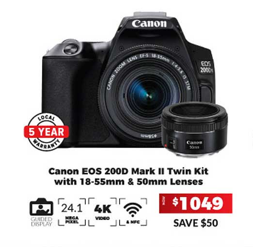 Canon EOS 200D Mark II Twin Kit With 18-55mm & 50mm Lenses Offer at Camera House