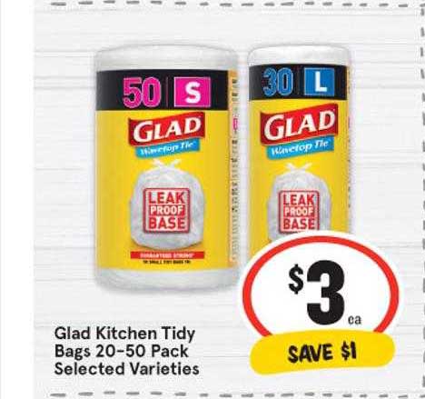 Glad Kitchen Tidy Bags Selected Varieties2955 