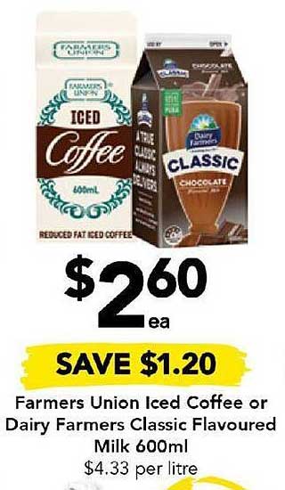 Farmers Union Iced Coffee Or Dairy Farmers Classic Flavoured Milk Offer ...