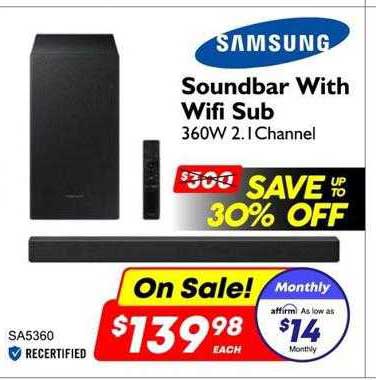 Samsung Soundbar With Wifi Sub Deal at Factory Direct 