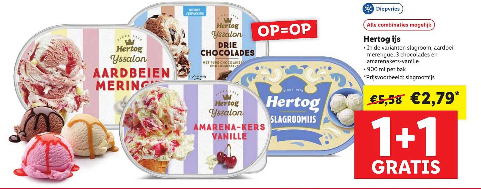 Hertog Ijs 1+1 Gratis Aanbieding bij Lidl - 1Folders.nl