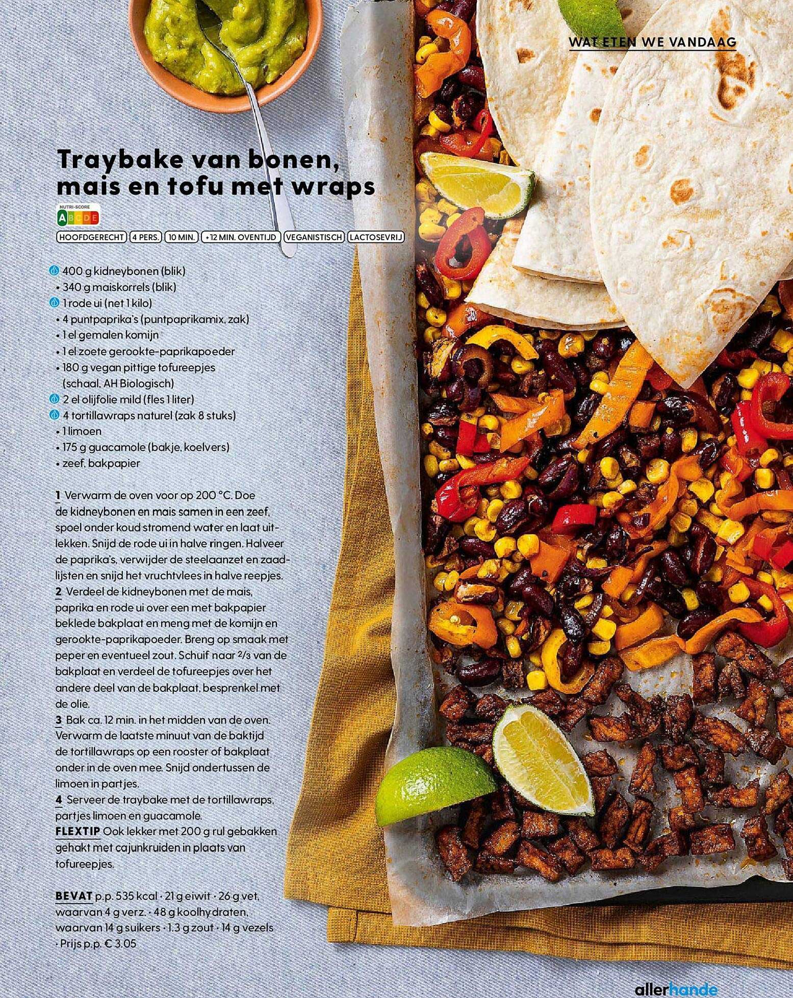 Traybake Van Bonen, Mais En Tofu Met Wraps Aanbieding bij Allerhande