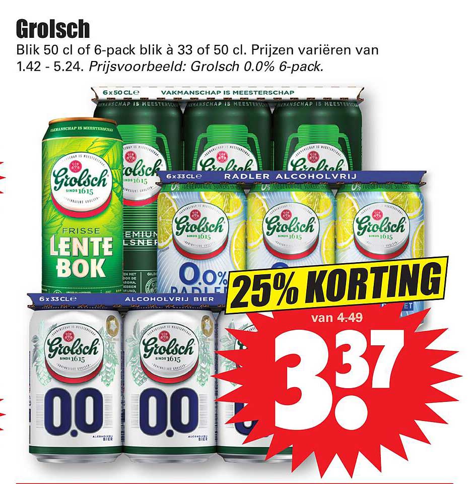 Grolsch 25% Korting Aanbieding bij Dirk - 1Folders.nl