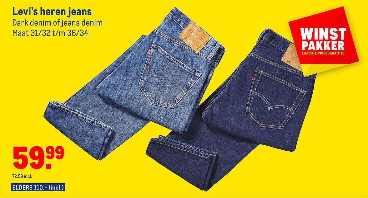 Levi's heren 501® Original Fit Big & Tall, Onewash, 44W / 32L