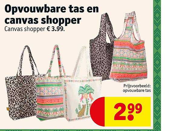 Opvouwbare Tas En Canvas Shopper Aanbieding bij Kruidvat - 1Folders.nl
