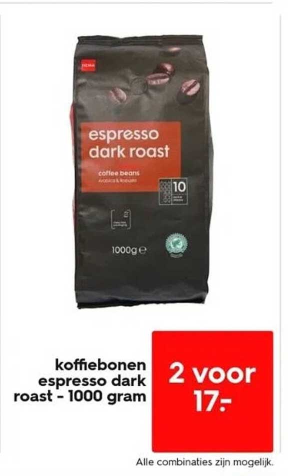 Koffiebonen Espresso Dark Roast 1000 Gram Aanbieding bij HEMA