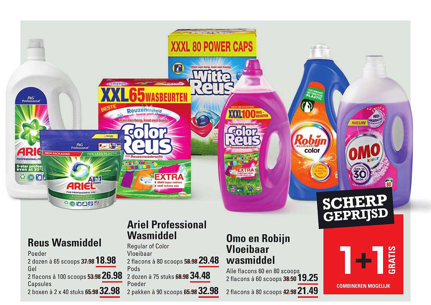 Reus Wasmiddel, Ariel Professional Wasmiddel Of Omo En Robijn Vloeibaar