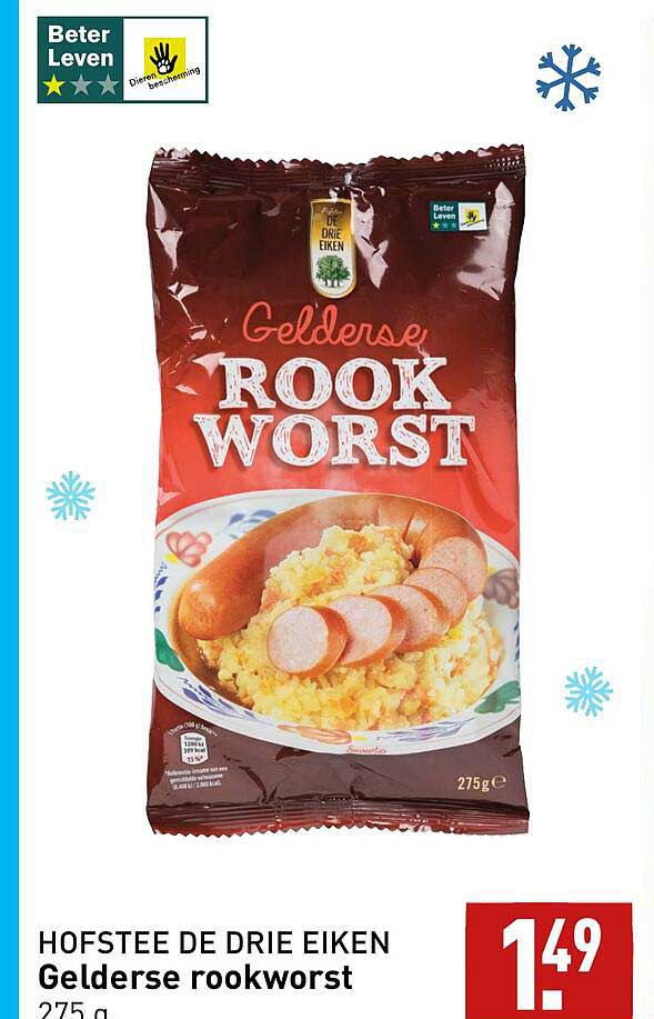 Hofstee De Drie Eiken Gelderse Rookworst Aanbieding bij ALDI - 1Folders.nl