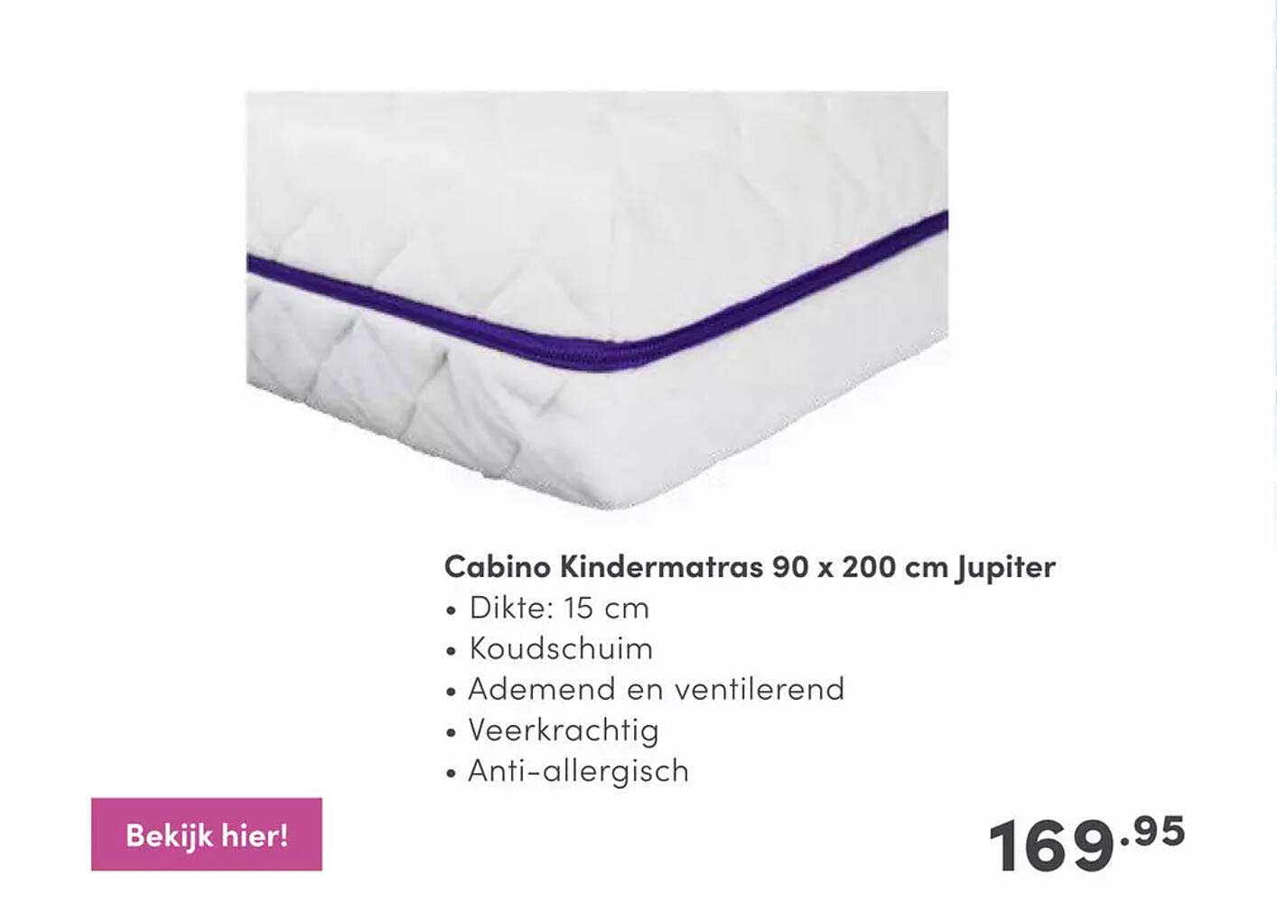 Cabino Kindermatras 90 X 200 Cm Jupiter Aanbieding bij Baby & Tiener