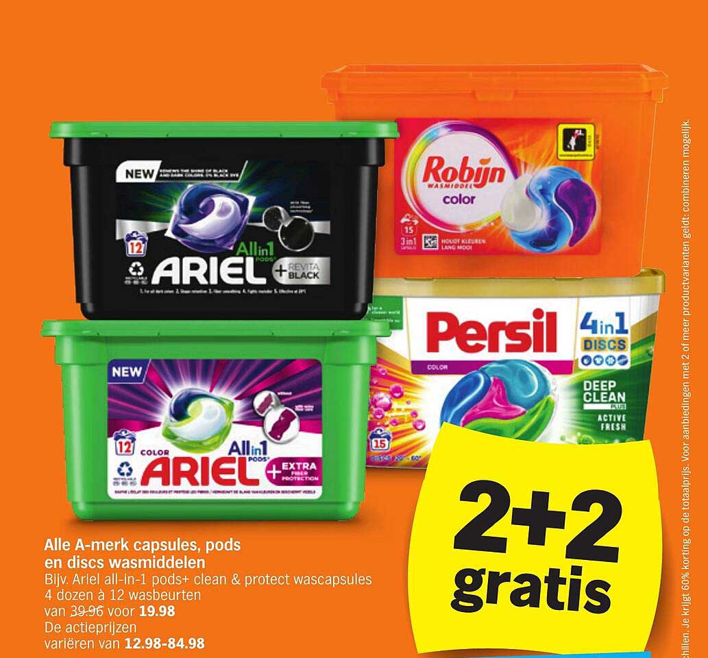 Alle AMerk Capsules, Pods En Discs Wasmiddelen 2+2 Gratis Aanbieding bij Albert Heijn 1Folders.nl