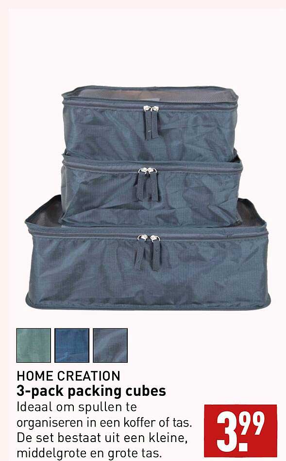 Home Creation 3Pack Packing Cubes Aanbieding bij ALDI 1Folders.nl