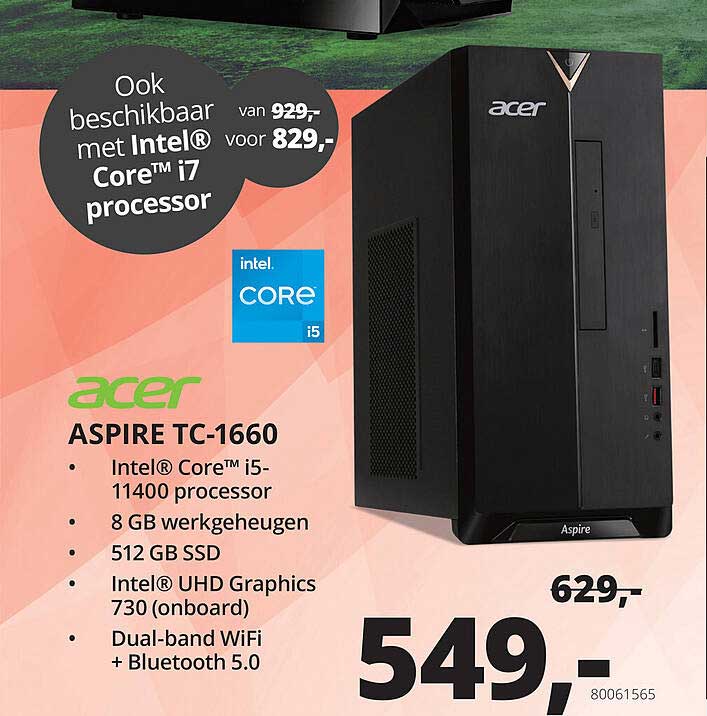 Acer Aspire TC-1660 Desktop Aanbieding bij Paradigit - 1Folders.nl