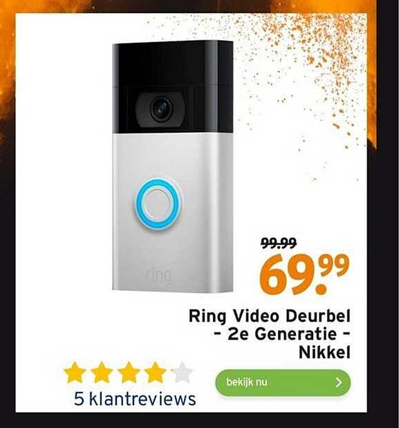 Ring Video Deurbel 2e Generatie Nikkel Aanbieding bij GAMMA