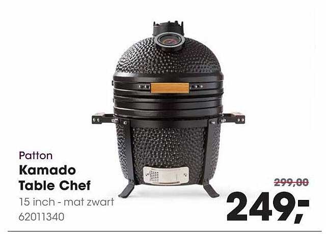 Patton Kamado Table Chef 15 Inch Mat Zwart Aanbieding Bij HANOS 