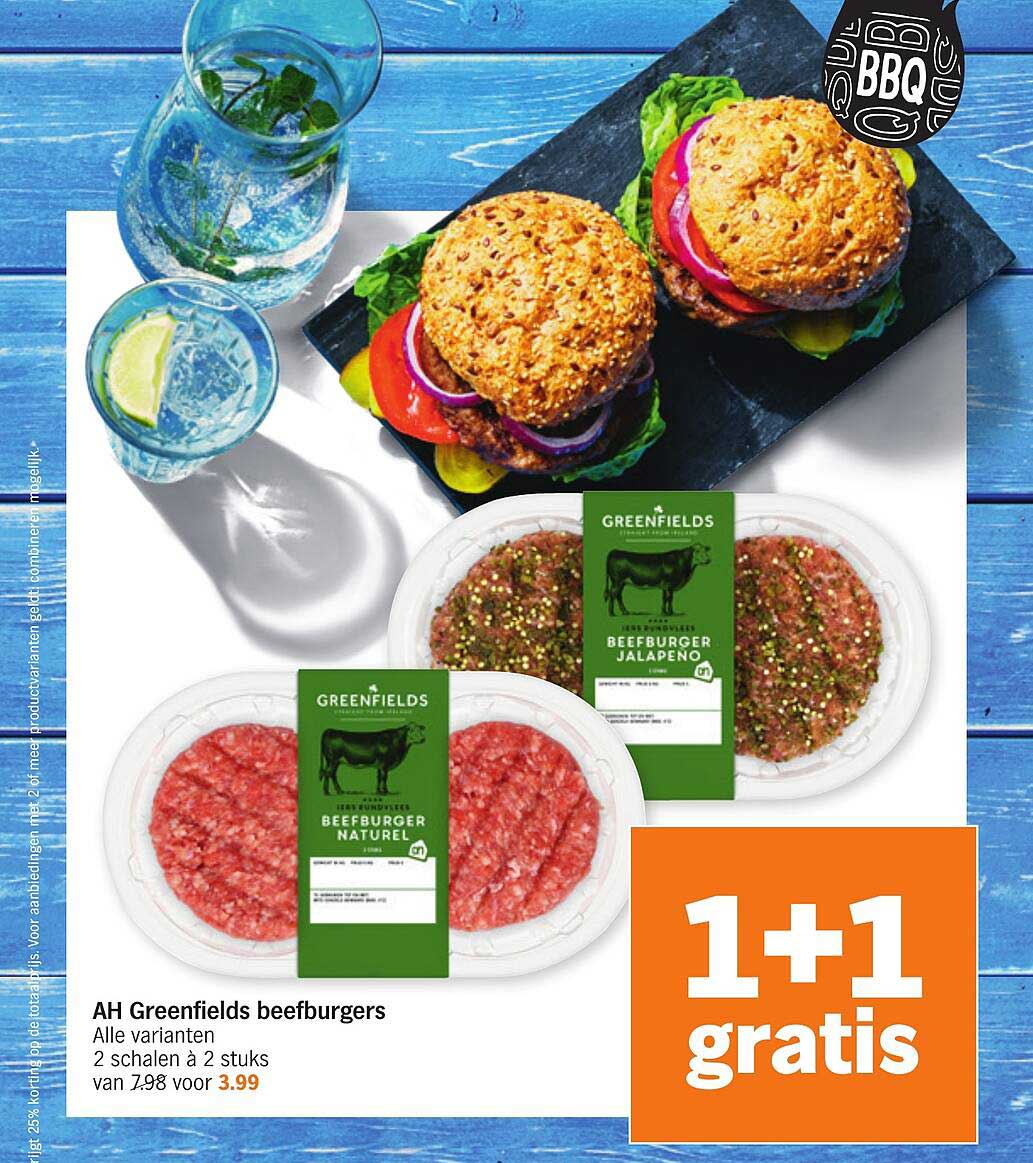 Ah Greenfields Beefburgers Aanbieding Bij Albert Heijn 1folders Nl