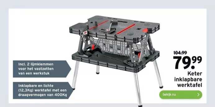 Keter inklapbare werktafel 75x85x55 cm aanbieding bij Makro