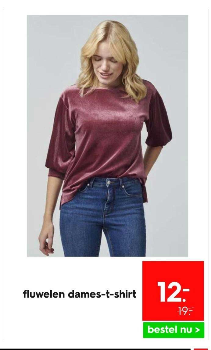 Basic T-shirt van katoen voor dames in Blauw Basic T-shirt van katoen voor dames in Blauw