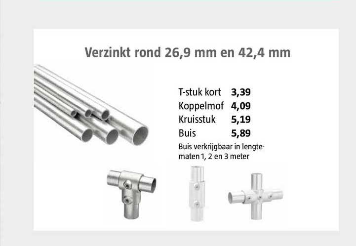 Verzinkt Rond 26,9 Mm En 42,5 Mm, T-Stuk Kort, Koppelmof, Kruisstuk Of ...