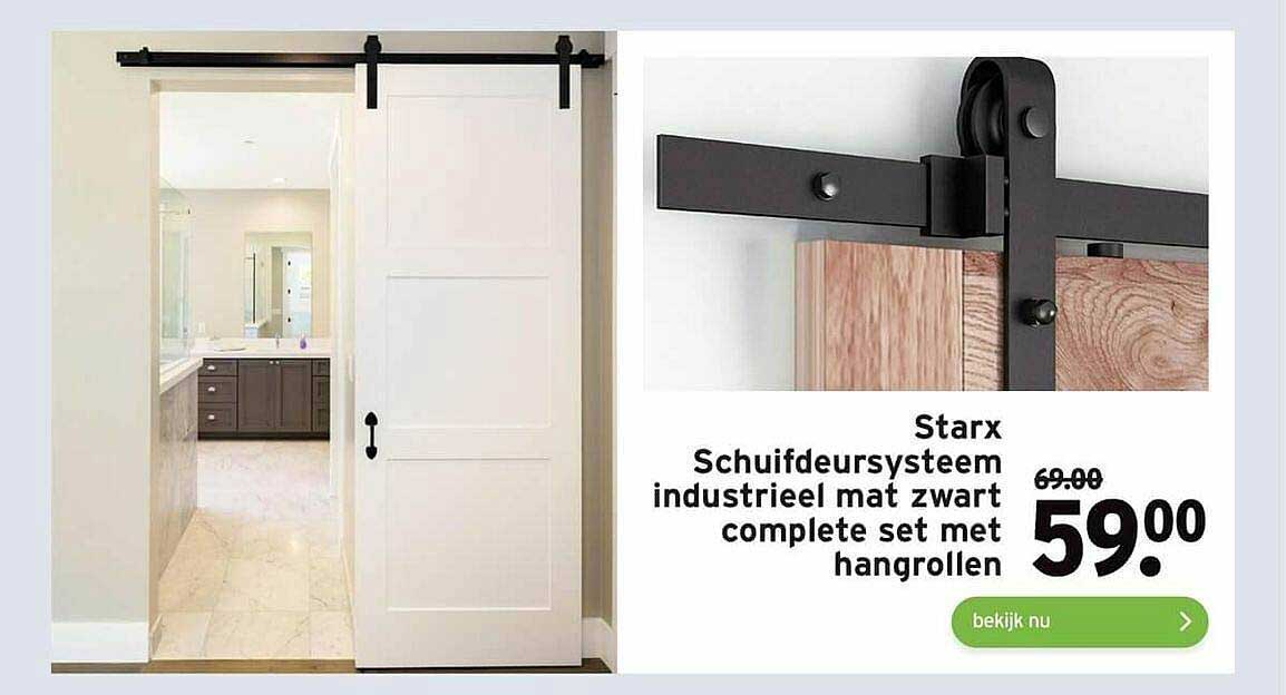 Starx Schuifdeursysteem Industrieel Mat Zwart Complete Set Met 
