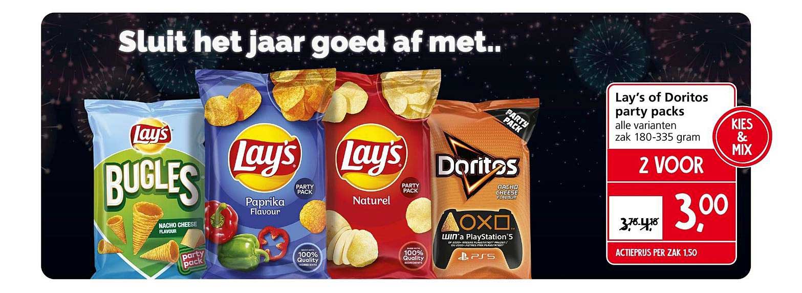 Lay's Of Doritos Party Packs Aanbieding bij Jan Linders 1Folders.nl