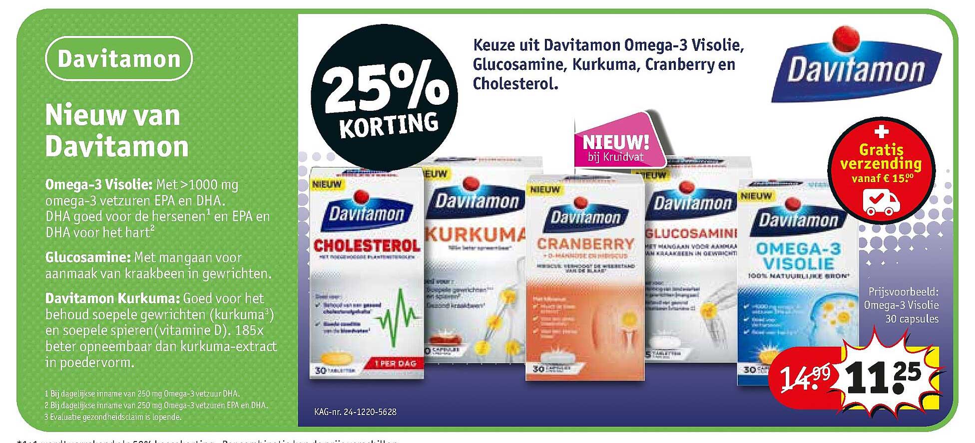 Keuze Uit Davitamon Omega3 Visolie, Glucosamine, Kurkuma, Cranberry En