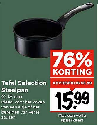 Tefal Selection G2843002 steelpan, 20 cm, voor alle warmtebronnen