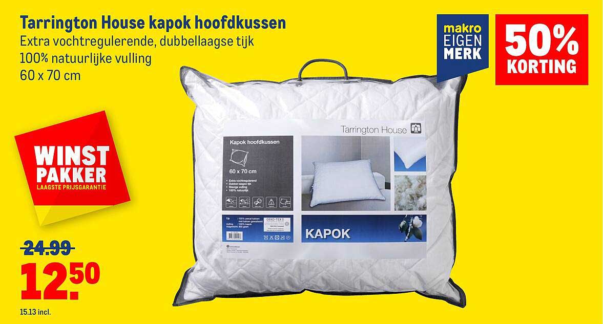 Tarrington House Kapok Hoofdkussen Aanbieding bij Makro 1Folders.nl