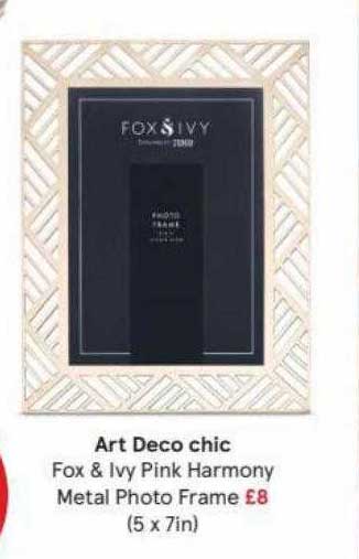 Tesco Art Deco Chic Fox & Ivy Pink Harmony Metal Photo Frame