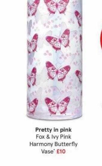 Tesco Pretty In Pink Fox & Ivy Pink Harmony Butterfly Vase'