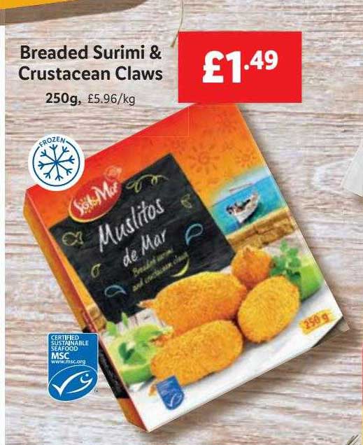 Sol & Mar Breaded Surimi Crab Claws 250g Offer at Lidl