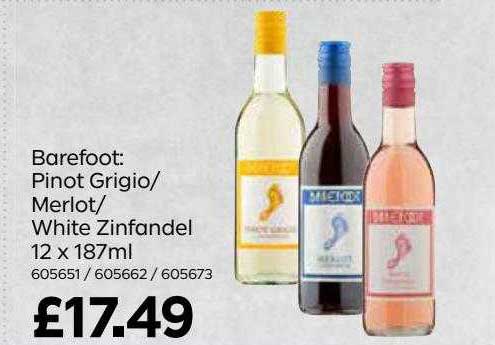 Bestway Barefoot : Pinot Grigio-merlot-white Zinfandel 12 X 187ml