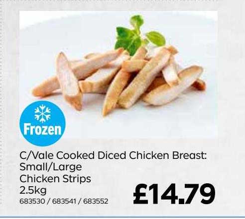 Bestway Vale Cooked Diced Chicken Breast: Small-large Chicken Strips 2.5kg