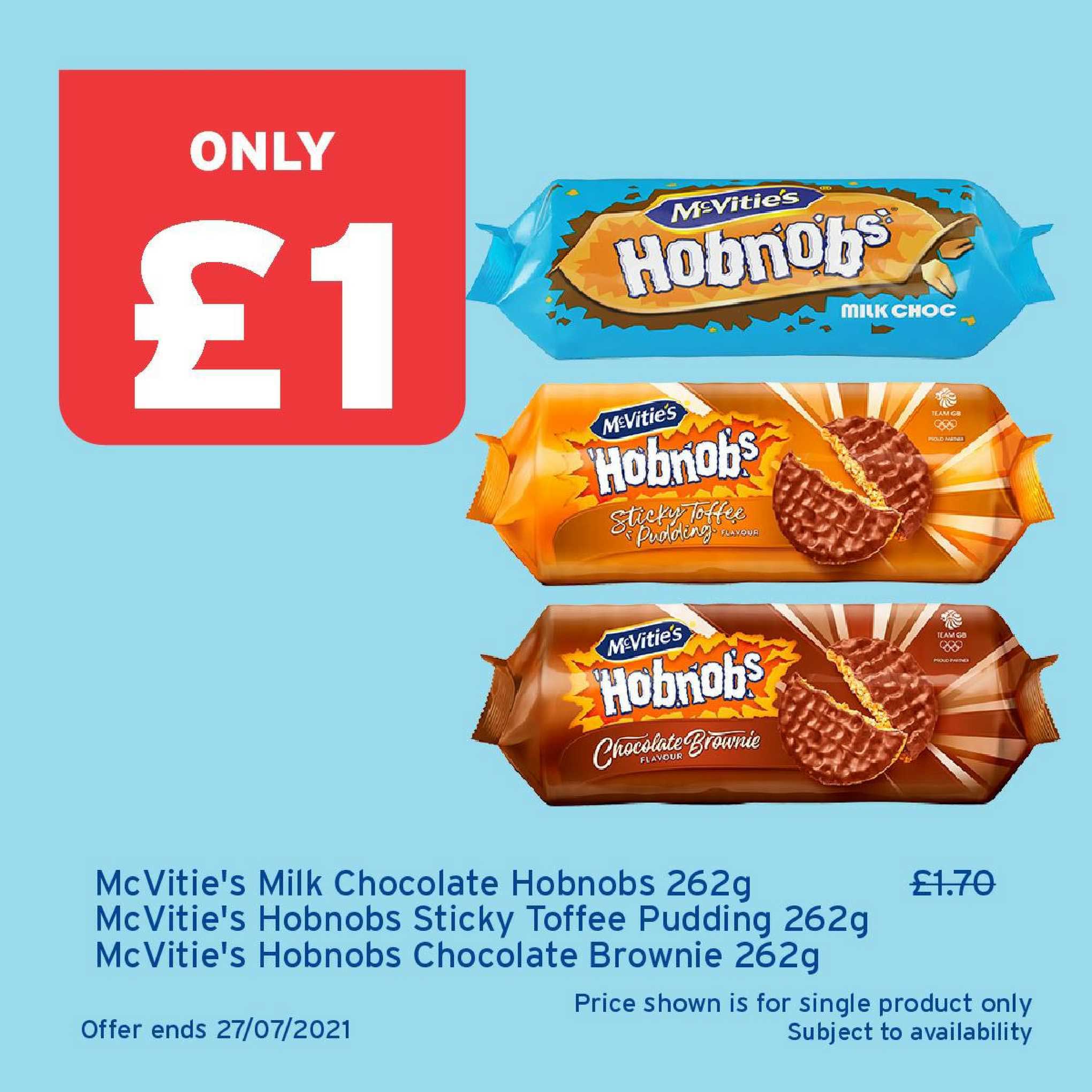 McVitie's Milk Chocolate Hobnobs 262g, McVitie's Sticky Toffee Pudding ...