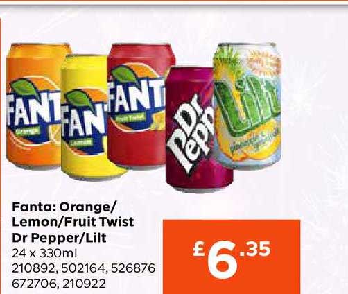Bestway Fanta: Orange-Lemon-Fruit Twist Dr Pepper-Lilt
