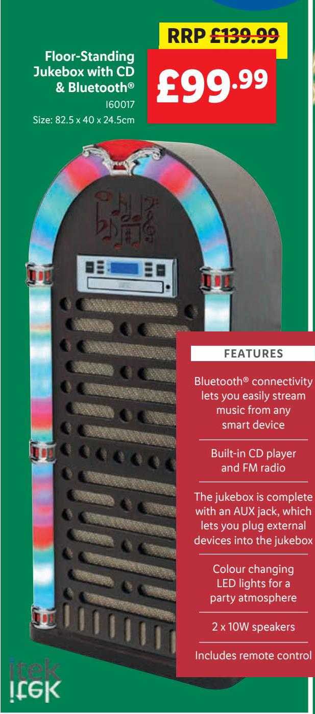 Lidl Flor-standing Jukebox With Cd & Bluetooth